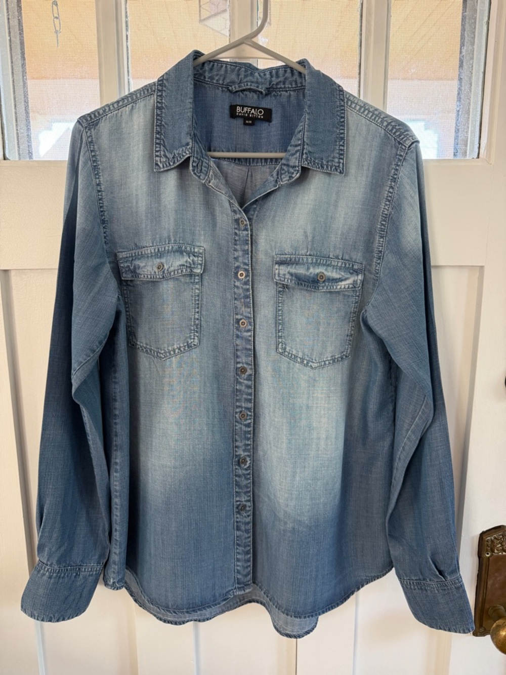 Buffalo David Bitton Faded Blue Denim Button-Up Shirt